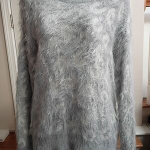 Verve Ami Vintage Light Gray Very Soft Fuzzy Crewneck Sweater Size L